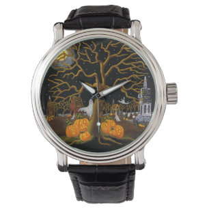 Montre Halloween, adulte, montre, fantômes,