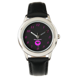 Montre Halloween chauves enfants en acier inoxydable noir