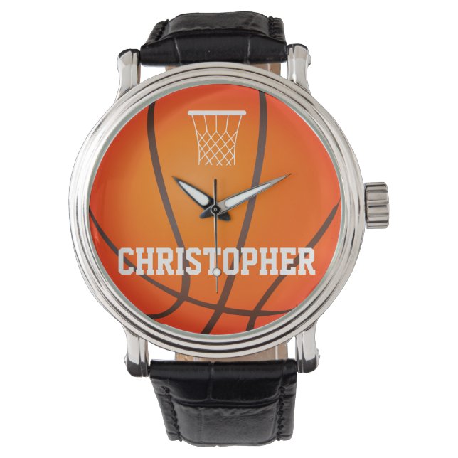 Montre Hameçon de basket-ball de nom personnalisé (devant)