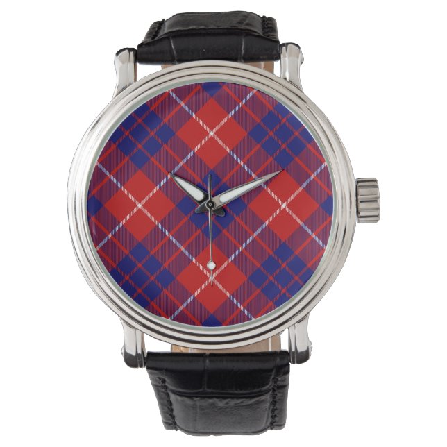 Montre Hamilton tartan rouge bleu violet plaid (devant)