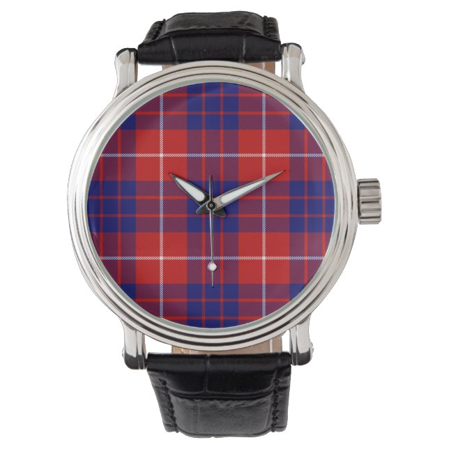 Montre Hamilton tartan rouge bleu violet plaid (devant)
