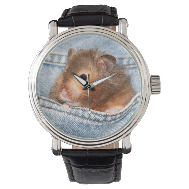 Montre Hamster en jean bleu (devant)