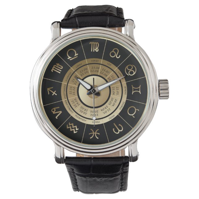 MONTRE HANSOM NOIR & OR ZODIAC SIGNE WRIST WATT (devant)
