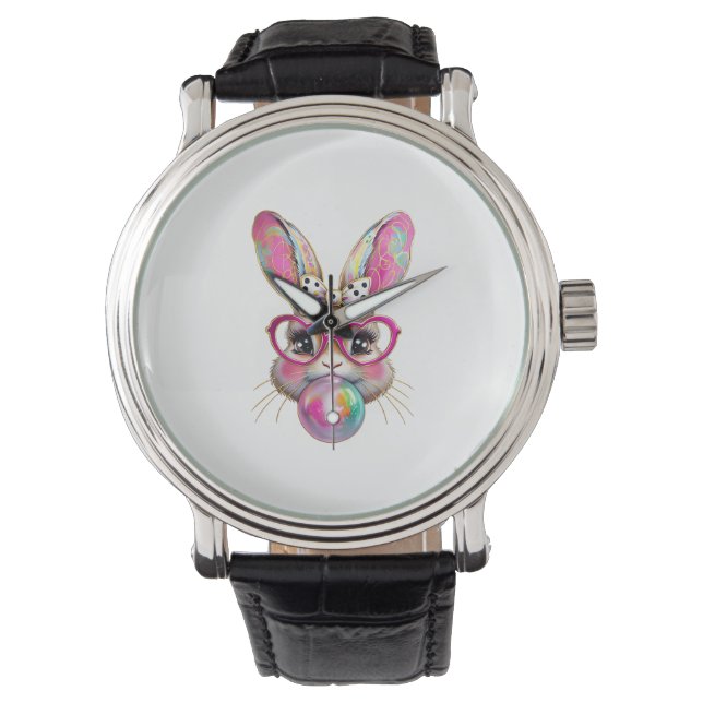 Montre Happy Easter Bunny Coquette Bow Brushstroke Easter (devant)