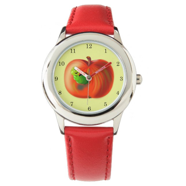 Montre Happy Worm En Pomme Rouge - (devant)