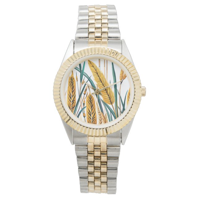 Montre Harmonie de récolte : Un Motif de blé sur une toil (devant)