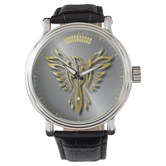Montre Hautement Golden Phoenix Gold Flames Avec Ombres (devant)