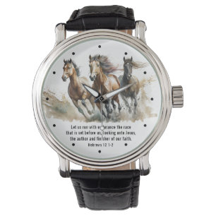 Montre Hébreux 12:1 Courir avec Endurance Cheval Bible Ve