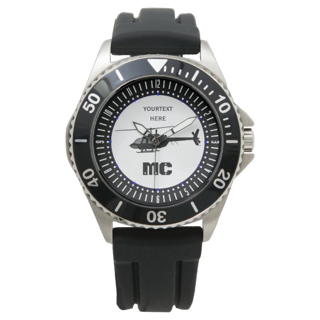 Montre Hélicoptère Chopper Silhouette personnalisée (devant)