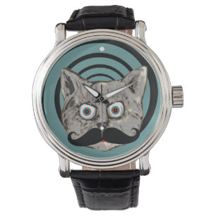 Montre heure du chat fou mustache