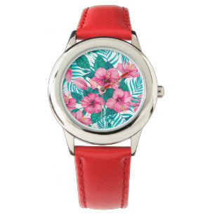 Montre Hibiscus et palmiers feuilles