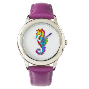 Montre Hippocampe polygonal arc-en-ciel