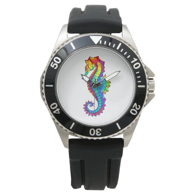 Montre Hippocampe polygonal arc-en-ciel (devant)