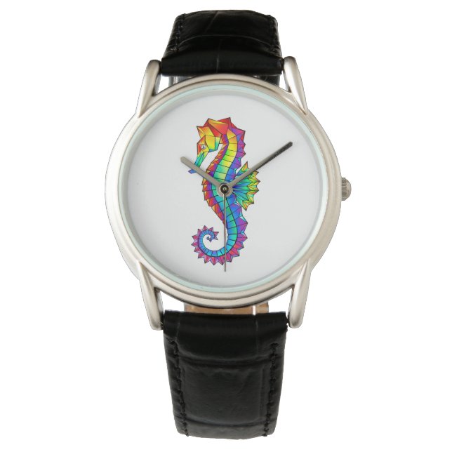 Montre Hippocampe polygonal arc-en-ciel (devant)