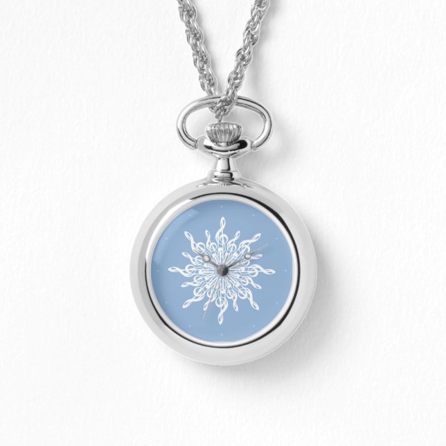 Montre Hiver Bleu ornemental Tref Clé Flocon de neige (Recto)