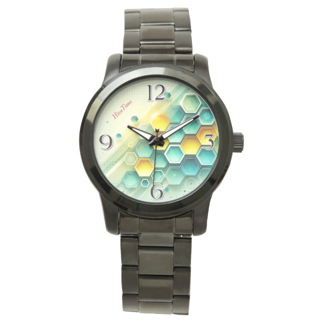 Montre HiveTime Customizable Hexagon Design Watch (devant)