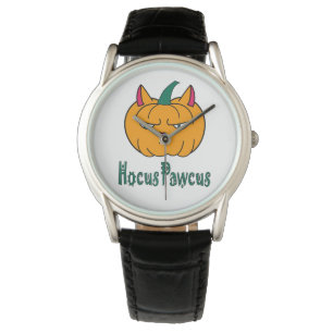 Montre Hocus pawcus Halloween citrouille ginger cat magie