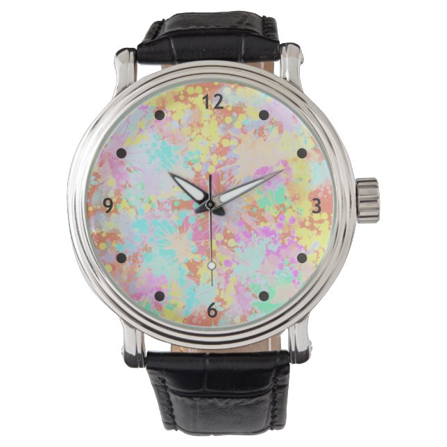 Montre holiES - Splashes pastel motif transparent 1 (devant)