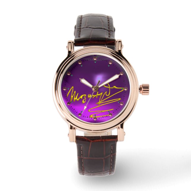 Montre HOMAGE À MOZART Composer 3D Gold Signature violet (Recto)
