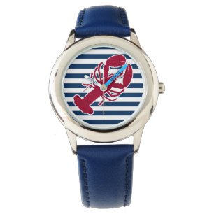 Montre Homard rouge nautique Monogramme Bleu Bleu Blancs