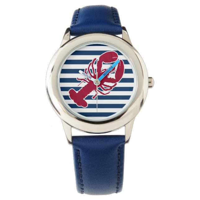 Montre Homard rouge nautique Monogramme Bleu Bleu Blancs (devant)