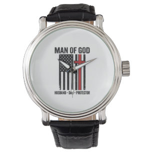 Montre Homme de Dieu Croix Patriotique Design de T-shirt