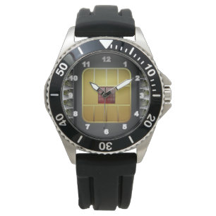 Montre homme en caoutchouc noir en acier inoxydabl