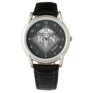 Montre Homme Infirmière inscrite Caduceus Noir Personnali