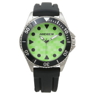 Montre homme personnalisée avec cadran pixelé vert
