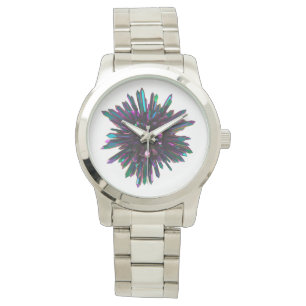 Montre *~* Hommes Unisex Metallic Bleu violet cristal