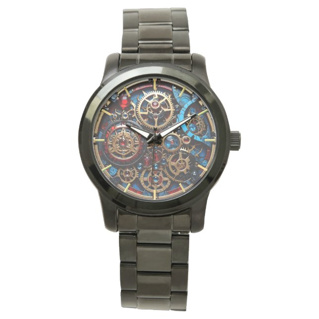 Montre horloge, engrenages (devant)