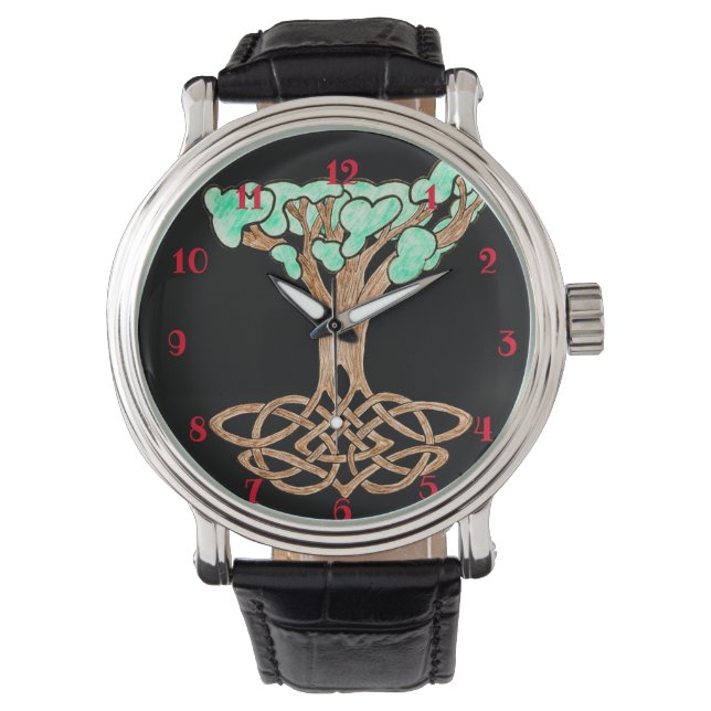 Montre Horloge murale de l'arbre celtique (devant)