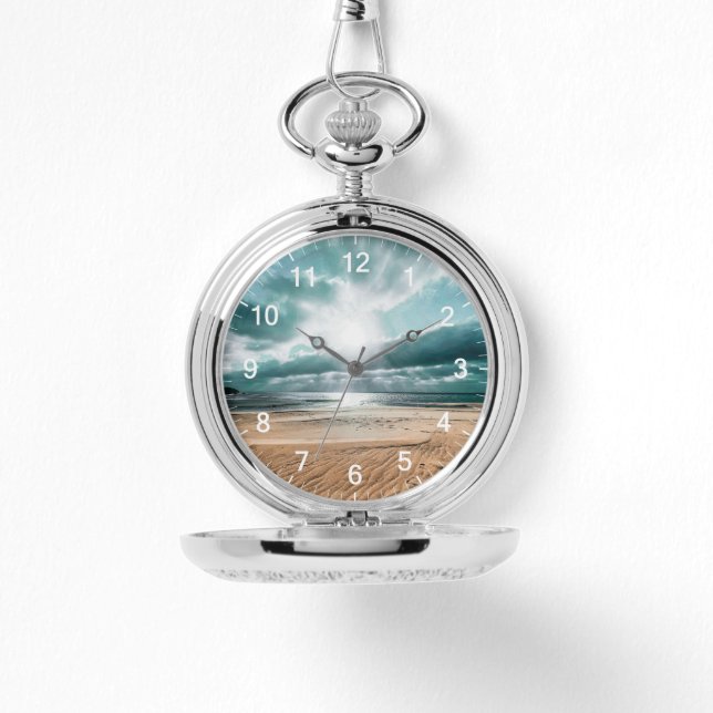 Montre Horloge personnalisée de la scène de plage (Recto)