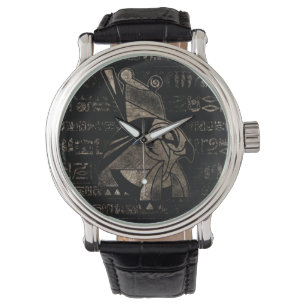 Montre Horus égyptien - or vintage sur noir