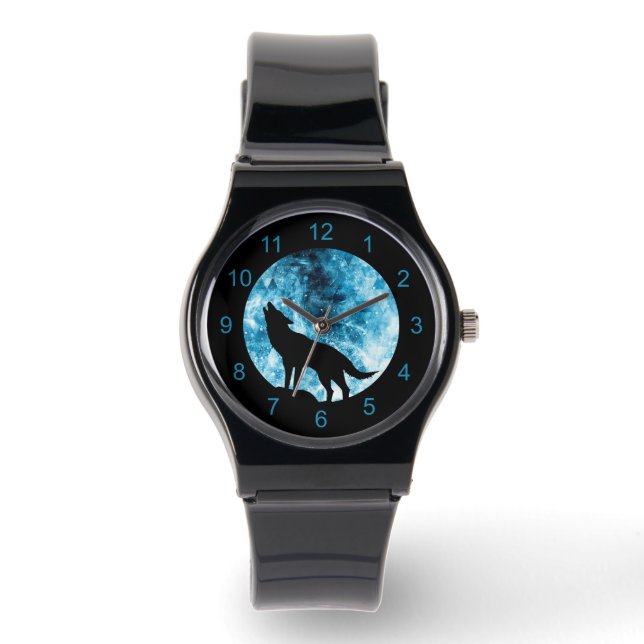 Montre Howling Wolf Hiver neige bleue fumée Abstraite (Recto)