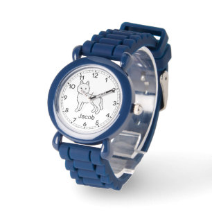 Montre Husky Sibérien Blanc Chien de Dessin Animé & Nom P
