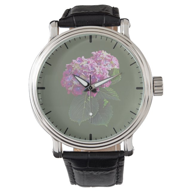 Montre Hydrangée rose (devant)
