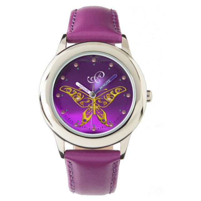 Montre HYPER D'OR BUTTERFLY Améthyste violet Monogramme (devant)