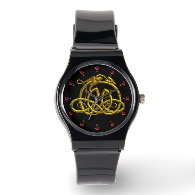 Montre HYPER DRAGON, GOLD CELTIC KNOTS ET GEMSTONES Noir (Recto)