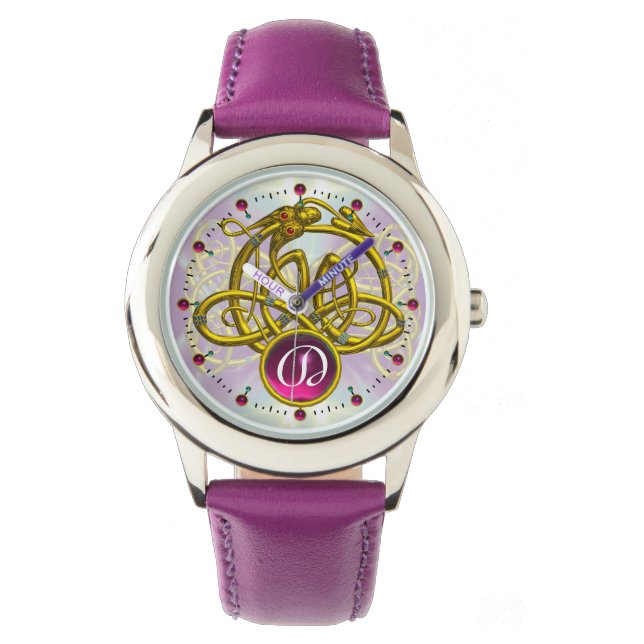 MONTRE HYPER DRAGON / GOLD CELTIC KNOTS MONOGRAMME DE PIE (devant)