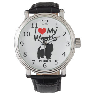 Montre I Love My Westie Chien Silhouette
