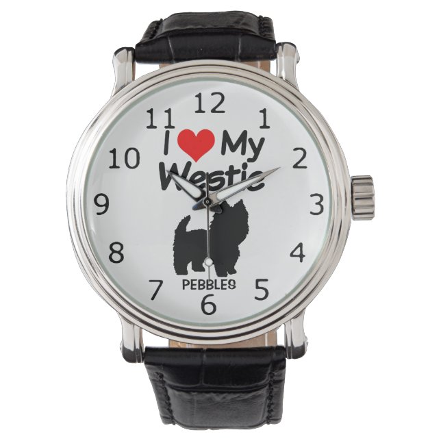 Montre I Love My Westie Chien Silhouette (devant)