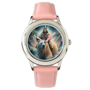 Montre (IA générée) Jésus sur un ours polaire