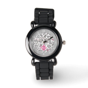 Montre Idées roses et grises de Whimiscal de bande
