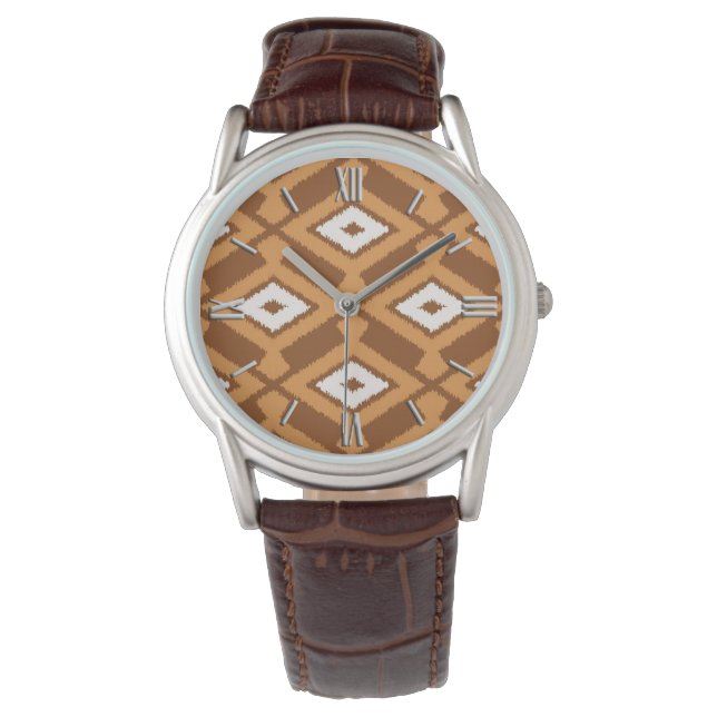 Montre Ikat Motif - Brown, rouille et crème (devant)