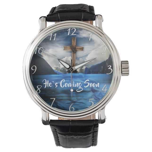 Montre IL ARRIVE BIENTÔT Jésus dans l'eau ondulante (devant)