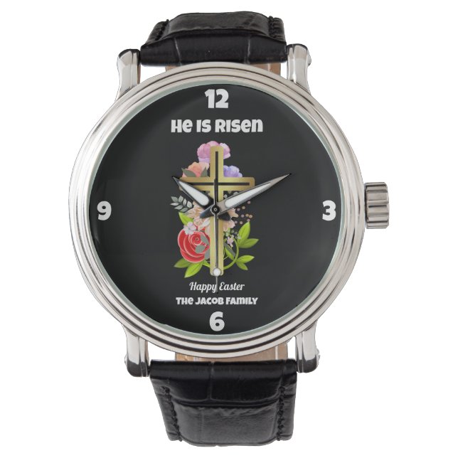 Montre Il est ressuscité, Joyeux Pâques, famille Religieu (devant)
