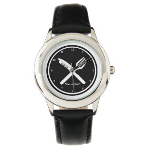 Montre Il est temps de manger drôle noir et blanc