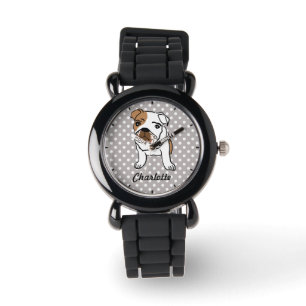 Montre Illustration anglaise mignonne de bouledogue