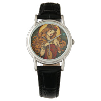 Montre Illustration Art Nouveau Floral Femme
